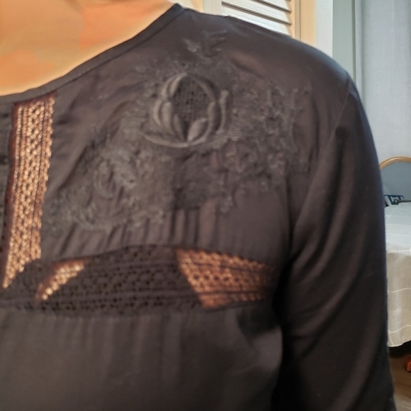 J. Crew Embroidered Top, Color Navy, Size 0P - Picture 9 of 16